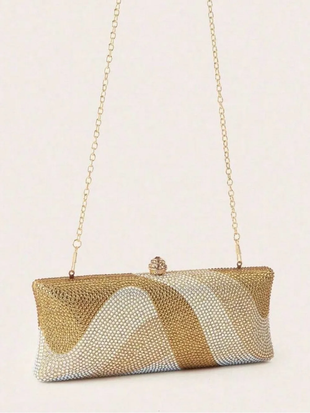 Gold Crystal Evening Clutch Handbag